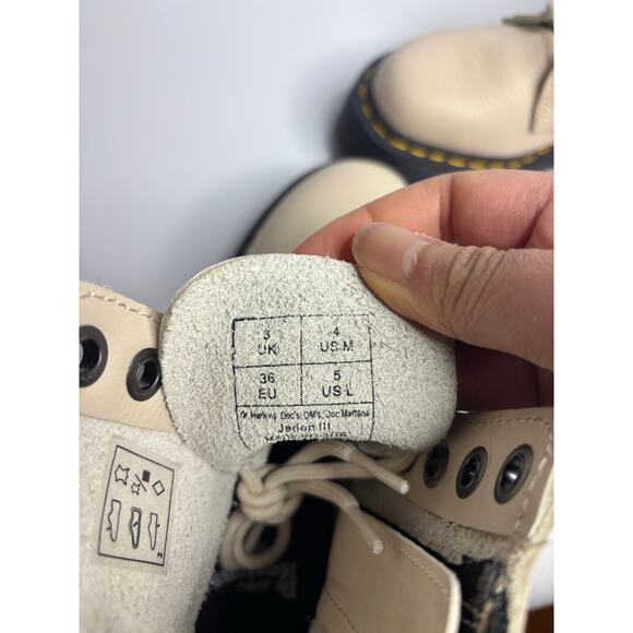 Dr. Martens Jadon III Leather Platform Combat Boots in Vintage Taupe Pisa - Picture 10 of 10